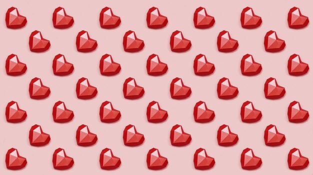 Pattern from Red polygonal paper hearts.