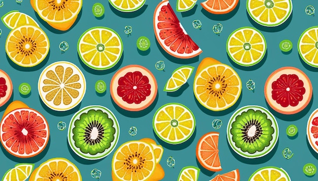 Pattern of fruit slices oranges limes lemons kiwi background hd wallpaper