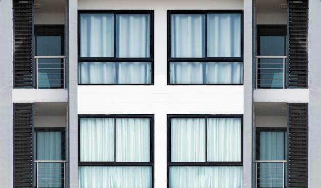 Pattern glass window on modern white building