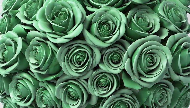 Pattern of green roses