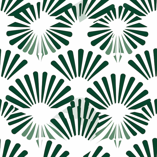 a pattern of green and white flowers with green leaves