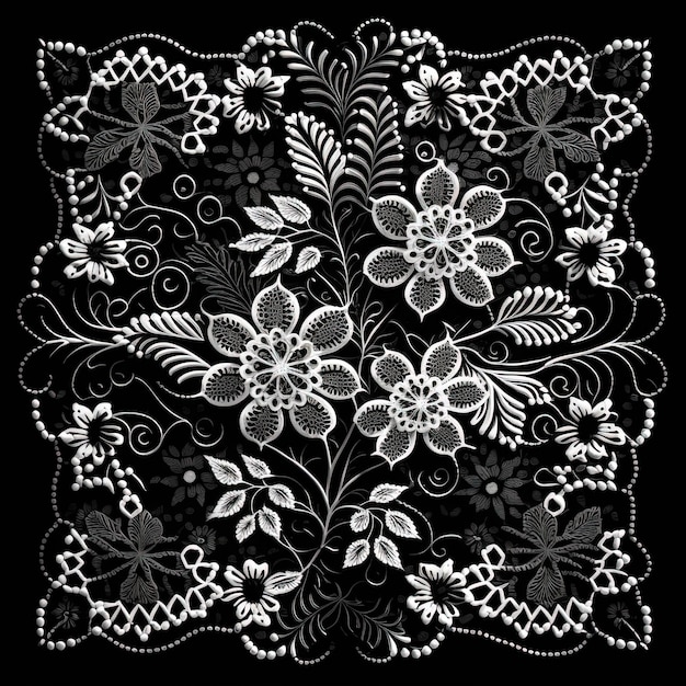 Photo pattern guache folkart florals