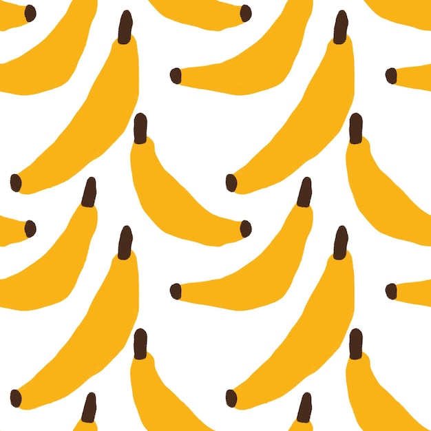 Pattern of hand drawn yellow bananas