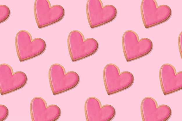 Pattern of heart-shaped cookies