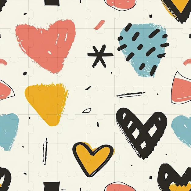 A pattern of hearts and arrows on a white background