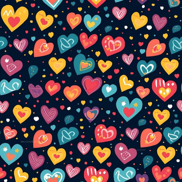 A pattern of hearts on a dark background