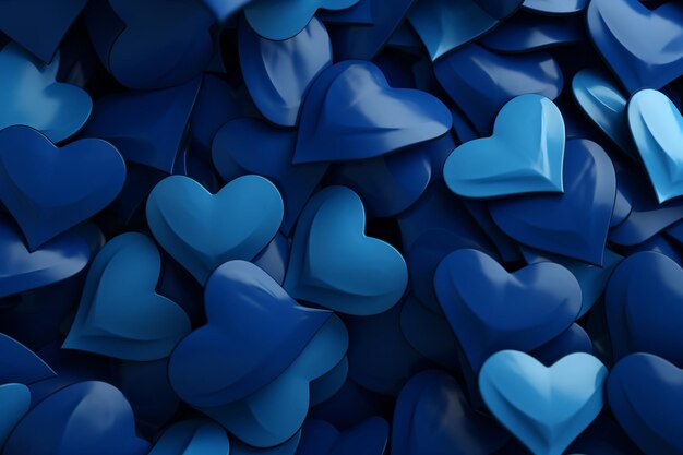 Pattern of hearts in shades of blue