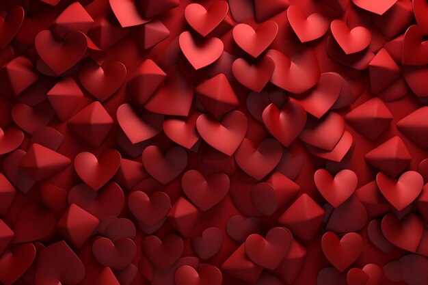 Pattern of hearts in shades of red