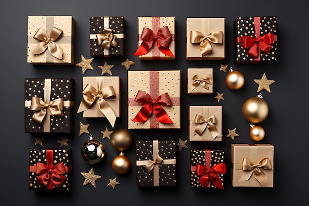 Pattern images of gift boxes on Christmas and New Year's Day