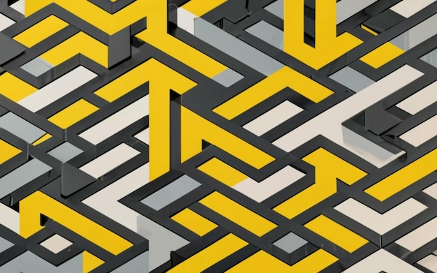 Pattern of irregular rectangular geometric shapes with yellow gray and black colors