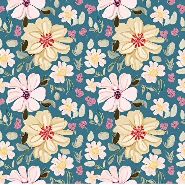 Pattern of lovely flowers vintage style Beautiful flowers on a dark background