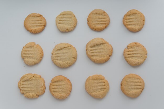 Pattern made of cookies on the white