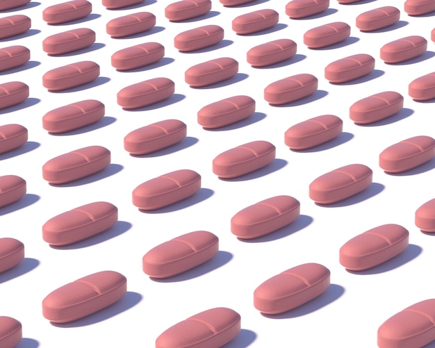 Pattern made with medicine pills on color pastel light background Medicine and pharmacy creative concepts Trendy colors