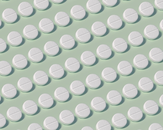 Шаблон, сделанный с лекарственными таблетками на цветном пастельно-светлом фоне Креативные концепции медицины и фармации Модные цвета
