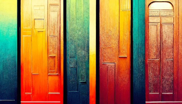 Pattern of many multicolored doors