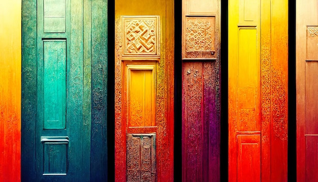 Шаблон многих разноцветных дверей