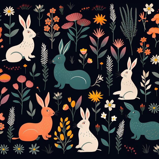 Photo pattern many rabbits