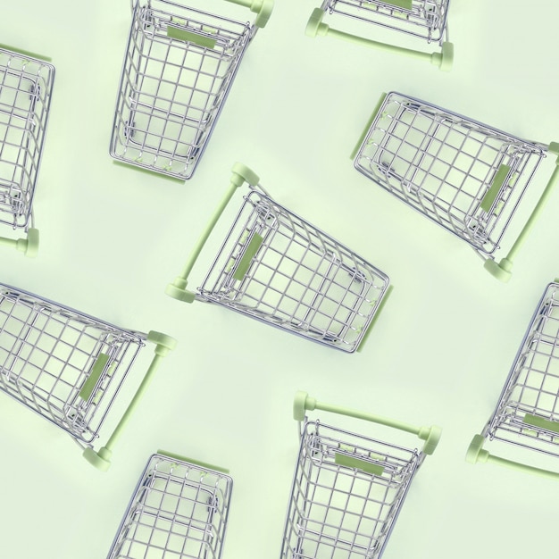 Pattern of many small shopping carts