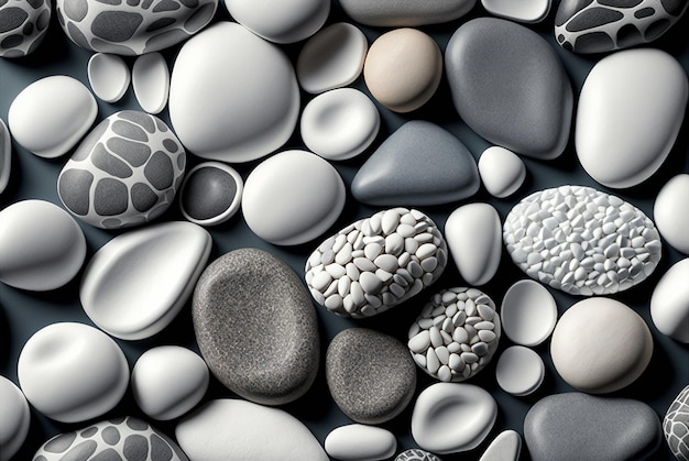 Pattern of many white and gray stones Generative AI