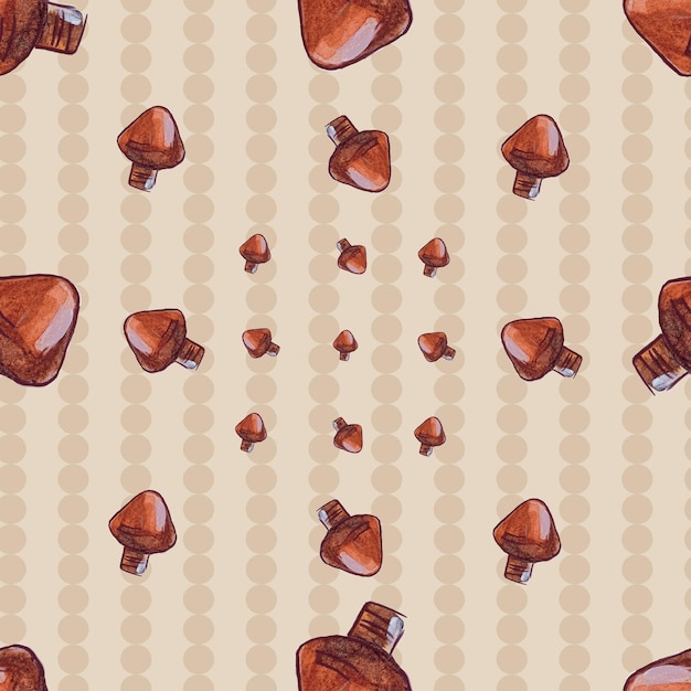 Фото Образец грибы осенние листья яблоки векторная композиция бесшовный образец