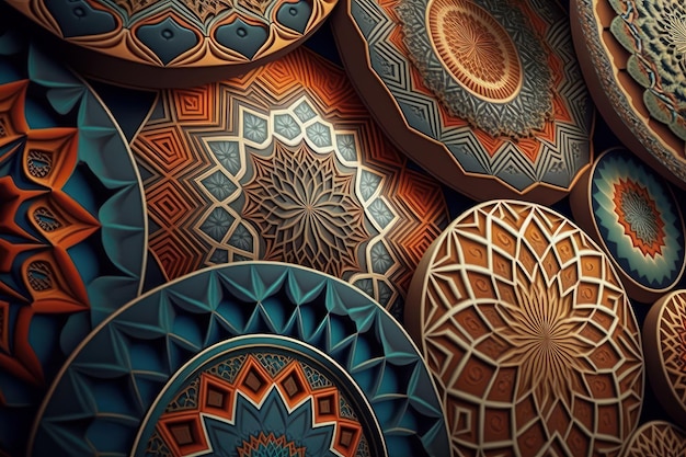 Pattern of mushrooms Beautiful illustration picture Generative AI