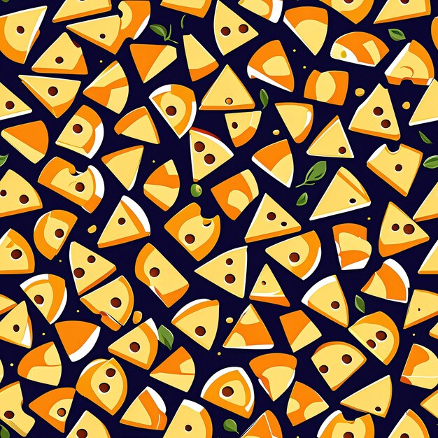 a pattern of orange slices on a black background