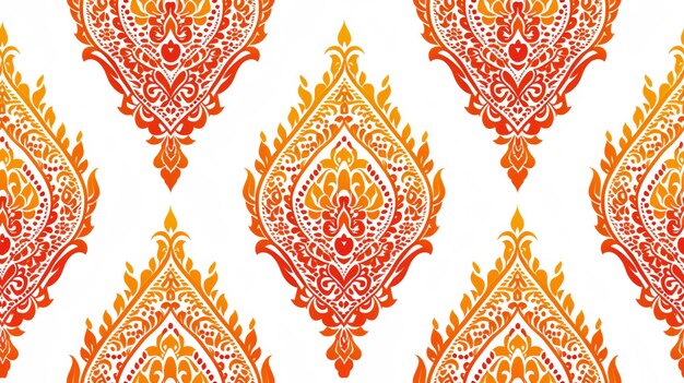 Photo a pattern of orange and yellow flowers on a white background ai