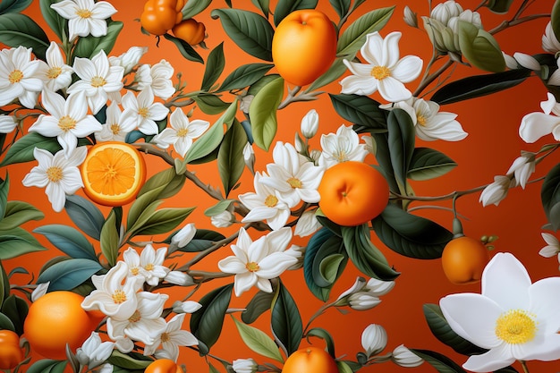 オレンジ色の背景に描かれたパターン
