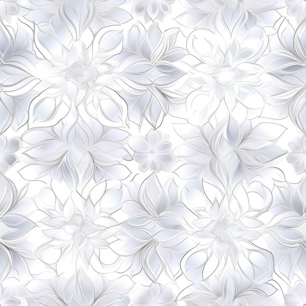 pattern painting with white background and flowers with gray stroke