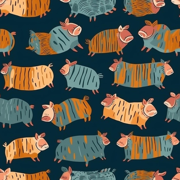 A pattern of pigs and piglets.