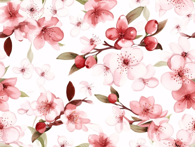 Premium AI Image | Pattern pink cherry blossom watercolor Pink flowers ...