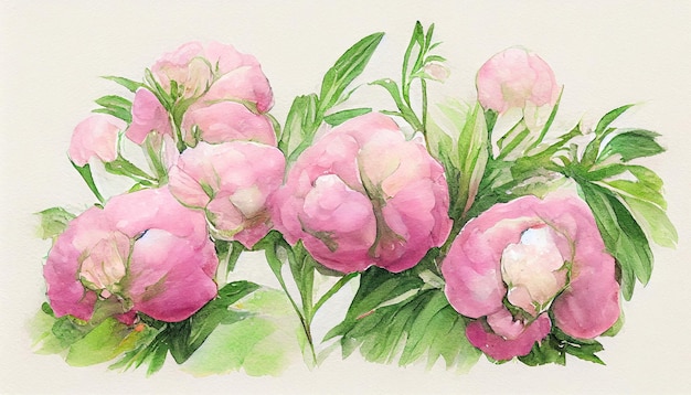 A pattern of pink peony flowers