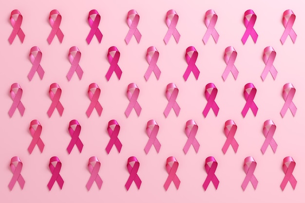 Pattern of pink ribbons for a Breast Cancer Awareness Month banner background