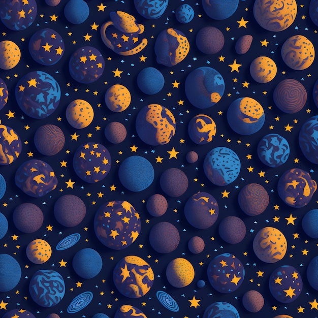 Photo a pattern of planets with the stars on the dark background.