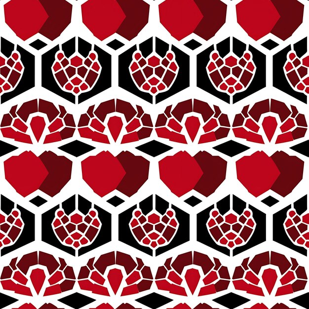 Pattern Pomegranate With Arils and Geometric Design With Hexagonal P Tile Seamless Art Tattoo Ink