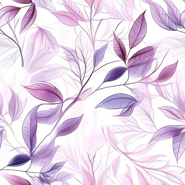 A pattern of purple leaves on a white background Generative AI image