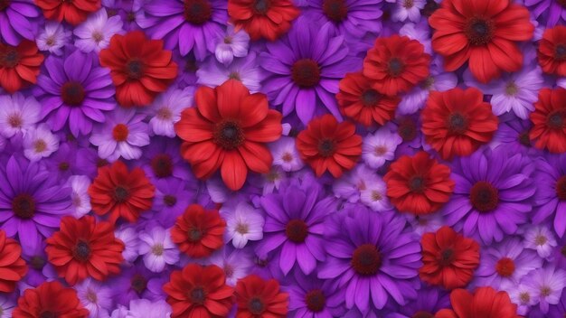 A pattern of purple and red flowers