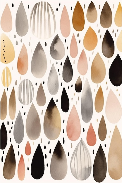 A pattern of raindrops with a black and gold pattern.