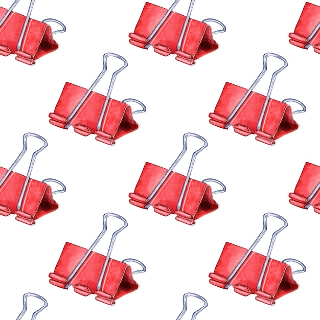 Pattern red paper clip watercolor