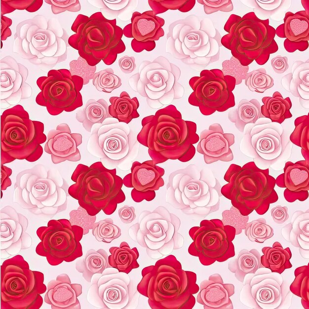 Foto un disegno di rose rosse e bianche su uno sfondo bianco