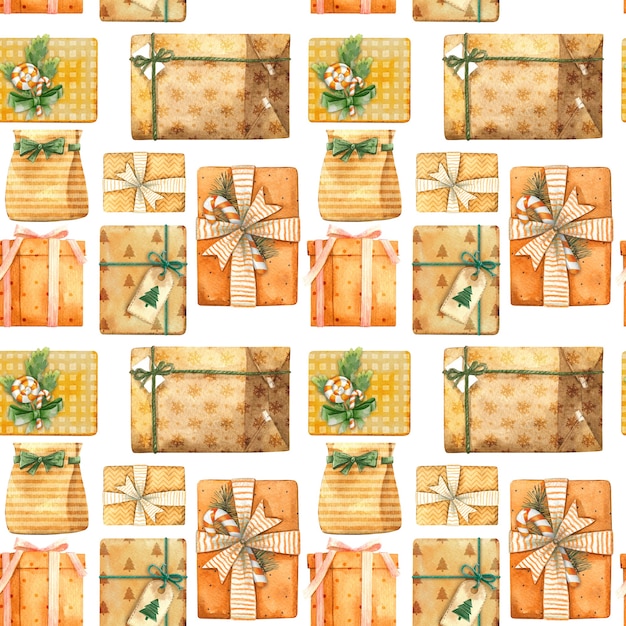 pattern seamless christmas watercolor illustration