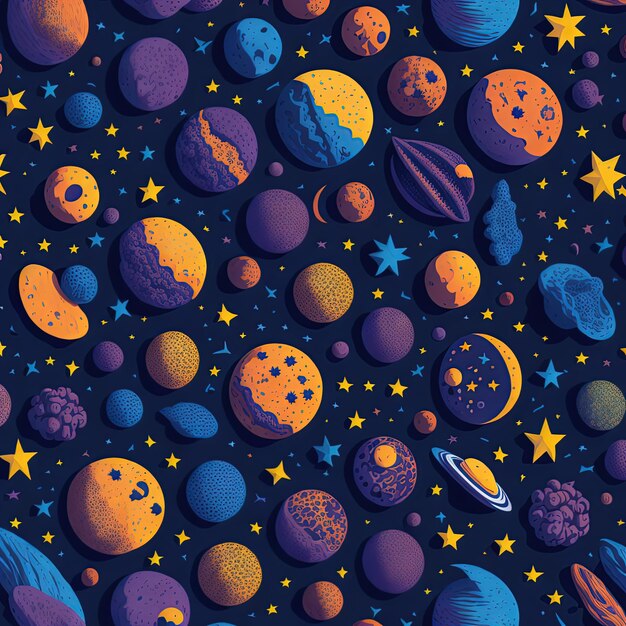 pattern seamless design space planets astrology