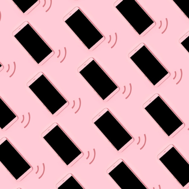 Pattern seamless of pink mobile with pink background