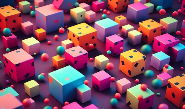 Узор из небольших пиксельных геометрических фигур ярких цветов создает смелый и игривый дизайн.