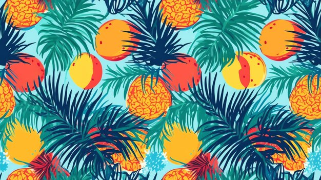 pattern for summer palms sun ananas colors hawaii