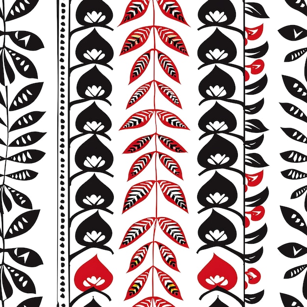 Pattern Tamarind With Pod Silhouette and Ethnic Design With Tribal P Tile Seamless Art Tattoo Ink