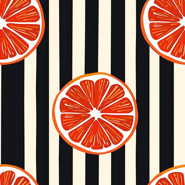 Photo pattern tangelo with round silhouette and citrus design with striped tile seamless art tattoo ink