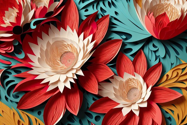 Pattern textural bright exotic flowers