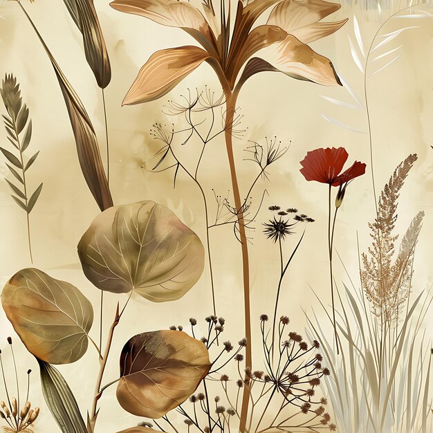 Photo pattern vintage botanical art watercolor