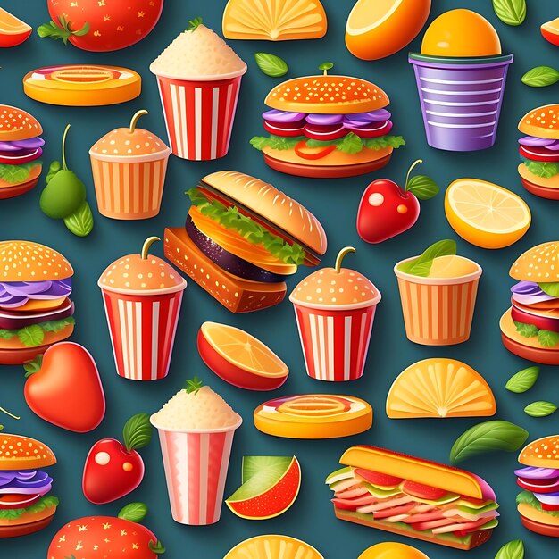 Pattern with american fast food wallpaper